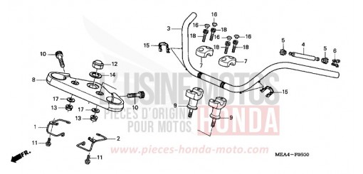 TUYAU DE GUIDON/PONT SUPERIEUR VTX1300S3 de 2003